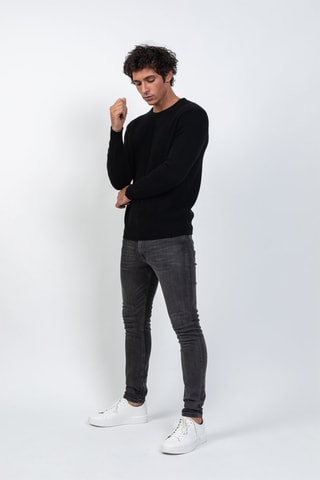 Pull Victo 100% cachemire, 4 fils - Col rond - Noir, 268 g