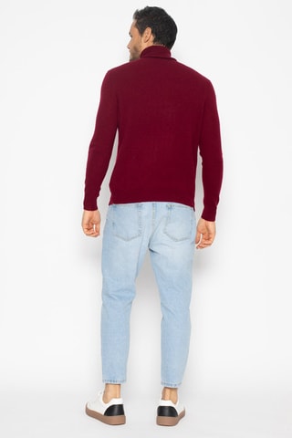 Pull Bange 100% cachemire, 2 fils - Col montant - Bordeaux