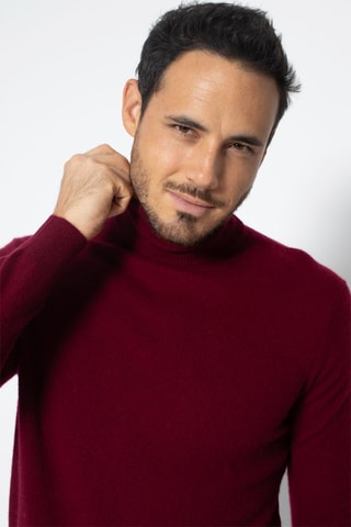 Pull Bange 100% cachemire, 2 fils - Col montant - Bordeaux