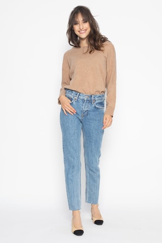 Pull Goléon 100% cachemire, 2 fils - Col bateau - Camel chiné