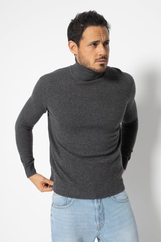 Pull Bange 100% cachemire, 2 fils - Col montant - Gris chiné