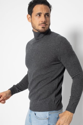 Pull Bange 100% cachemire, 2 fils - Col montant - Gris chiné