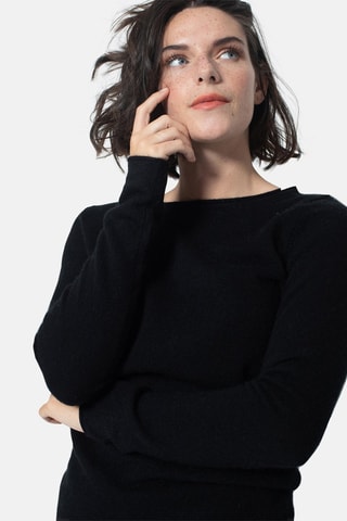 Pull Criou 100% cachemire, 2 fils - Encolure bateau - Noir