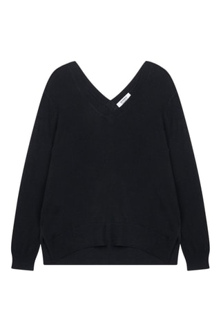 Pull Giegn 100% cachemire, 2 fils - Col en V - Noir