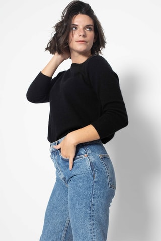 Pull Estaris 100% cachemire, 2 fils - Col rond - Noir