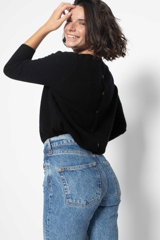 Pull Estaris 100% cachemire, 2 fils - Col rond - Noir