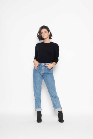 Pull Estaris 100% cachemire, 2 fils - Col rond - Noir