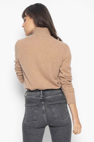 Pull Bise 100% cachemire, 2 fils - Col montant - Camel chiné