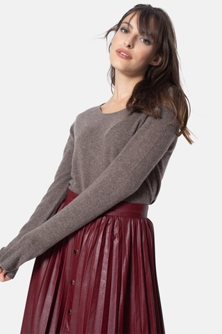 Pull Epéna 100% cachemire, 2 fils - Col rond - Taupe chiné