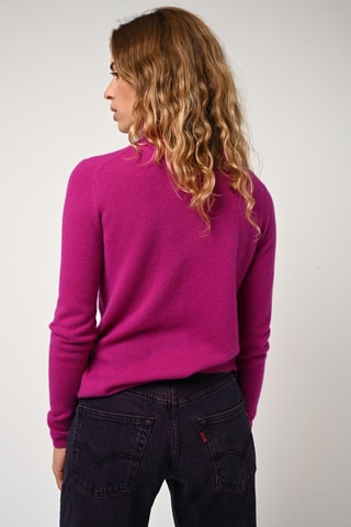 Pull Bise 100% cachemire, 2 fils - Col montant - Violet 