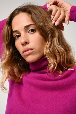 Pull Bise 100% cachemire, 2 fils - Col montant - Violet 