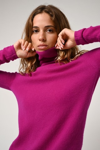 Pull Bise 100% cachemire, 2 fils - Col montant - Violet 