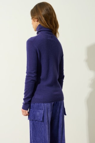 Pull Bise 100% cachemire, 2 fils - Col montant - Violet 