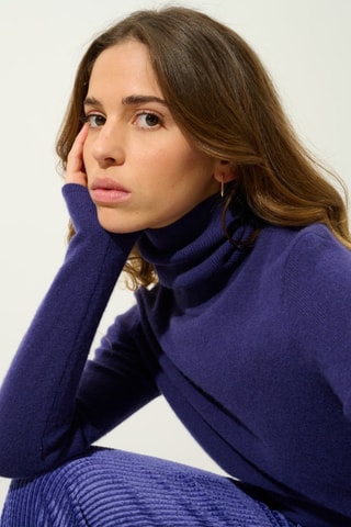 Pull Bise 100% cachemire, 2 fils - Col montant - Violet 