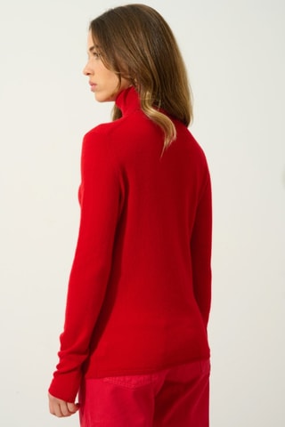 Pull Bise 100% cachemire, 2 fils - Col montant - Rouge