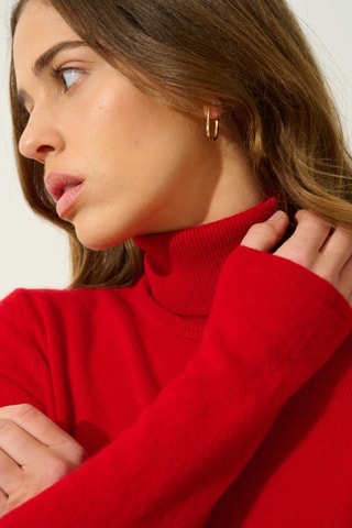 Pull Bise 100% cachemire, 2 fils - Col montant - Rouge