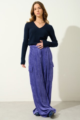 Pull Chelsea 100% cachemire, 4 fils - Col en V - Bleu foncé