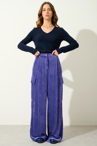 Pull Chelsea 100% cachemire, 4 fils - Col en V - Bleu foncé