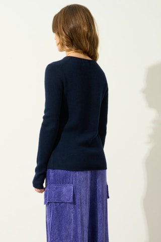 Pull Chelsea 100% cachemire, 4 fils - Col en V - Bleu foncé