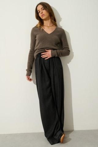 Pull Chelsea 100% cachemire, 4 fils - Col en V - Taupe