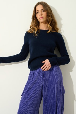 Pull Ivy 100% cachemire, 4 fils - Col rond - Bleu foncé