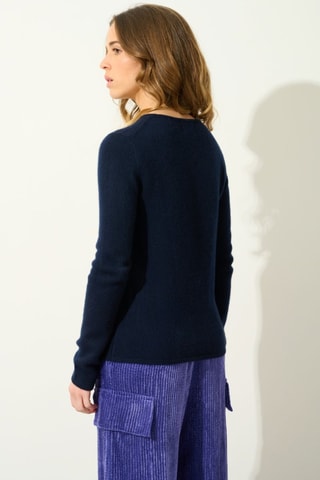 Pull Ivy 100% cachemire, 4 fils - Col rond - Bleu foncé