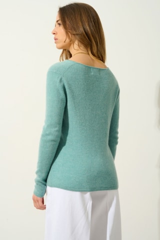 Pull Galise 100% cachemire, 2 fils - Col en V - Vert 
