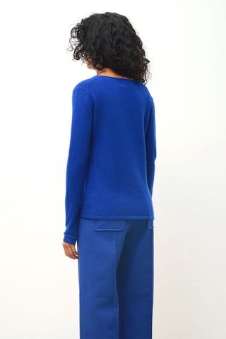 Pull Galise 100% cachemire, 2 fils - Col en V - Bleu