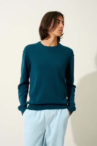Pull Nolan 100% cachemire, 2 fils - Col rond - Vert canard