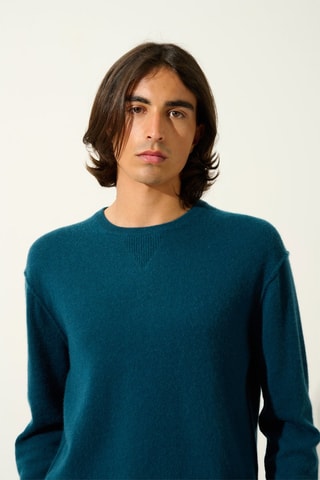 Pull Nolan 100% cachemire, 2 fils - Col rond - Vert canard