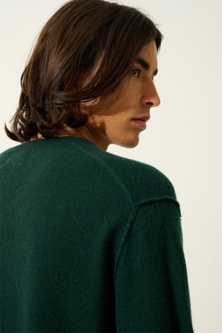 Pull Timeo 100% cachemire, 2 fils - Col en V - Vert