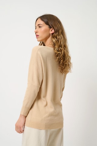 Pull Goléon 100% cachemire, 2 fils - Col bateau - Beige