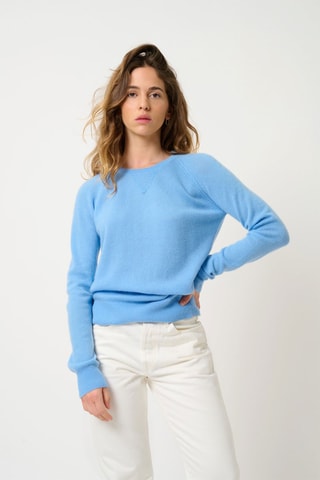 Pull Etret 100% cachemire, 2 fils - Col rond - Bleu