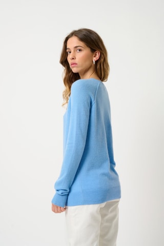 Pull Etret 100% cachemire, 2 fils - Col rond - Bleu