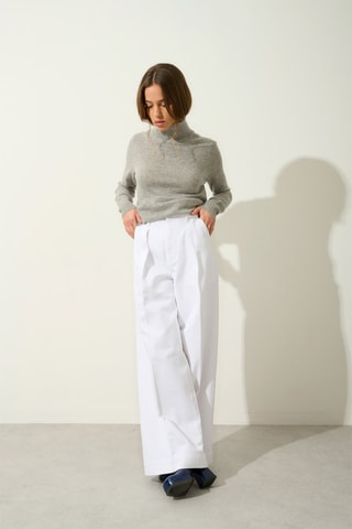 Pull Eileen 100% cachemire, 2 fils - Col montant - Gris