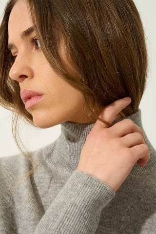 Pull Eileen 100% cachemire, 2 fils - Col montant - Gris