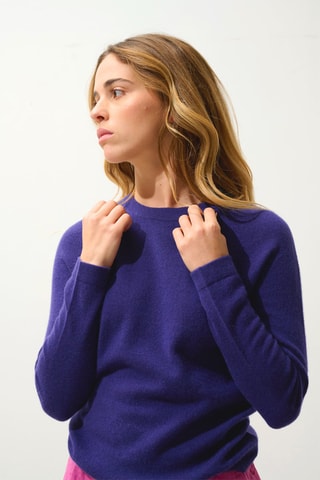 Pull Ecrin 100% cachemire, 2 fils - Col rond - Violet