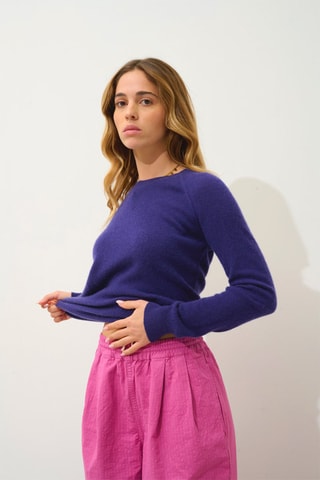 Pull Etret 100% cachemire, 2 fils - Col rond - Violet