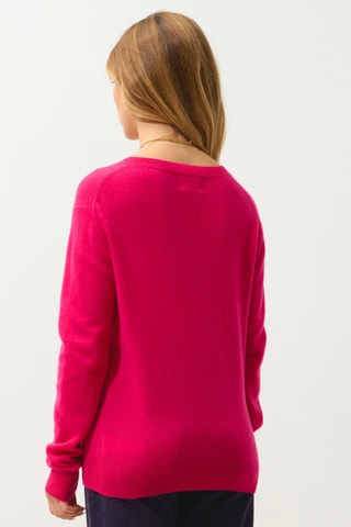 Pull Gardoria 100% cachemire, 2 fils - Col en V - Fuchsia