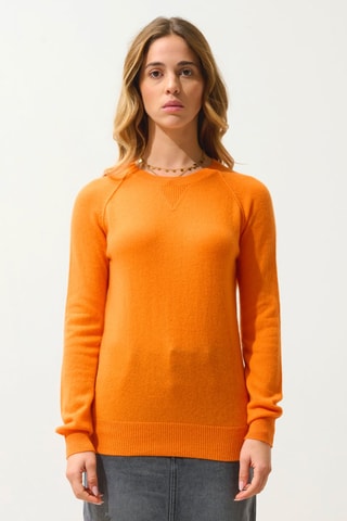 Pull Etret 100% cachemire, 2 fils - Col rond - Mandarine