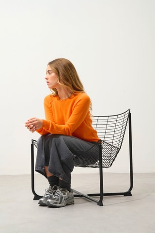 Pull Etret 100% cachemire, 2 fils - Col rond - Mandarine