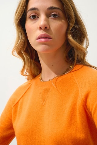 Pull Etret 100% cachemire, 2 fils - Col rond - Mandarine