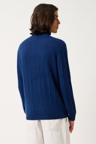 Pull Kona 100% cachemire, 2 fils - Col montant - Bleu nuit