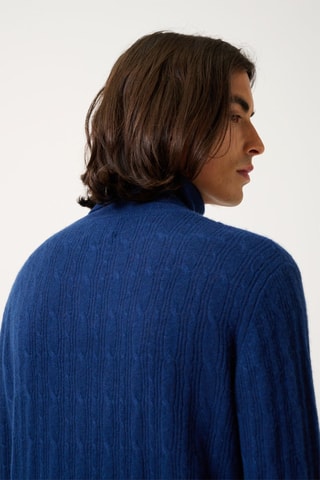 Pull Kona 100% cachemire, 2 fils - Col montant - Bleu nuit