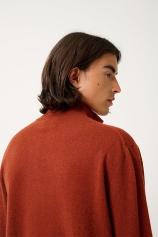 Pull Ambin 100% cachemire, 2 fils - Col montant zippé - Rouge brique