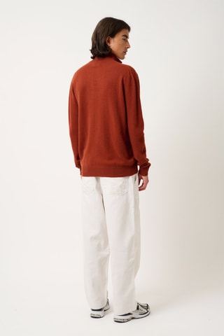 Pull Ambin 100% cachemire, 2 fils - Col montant zippé - Rouge brique