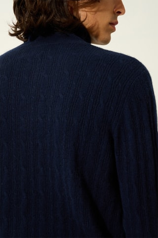 Pull Kona 100% cachemire, 2 fils - Col montant - Bleu marine