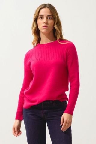 Pull Daria 100% cachemire, 2 fils - Col rond - Fuchsia