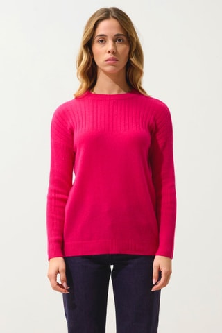 Pull Daria 100% cachemire, 2 fils - Col rond - Fuchsia