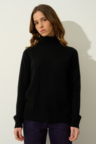 Pull Madeline 100% cachemire, 2 fils - Col montant - Noir